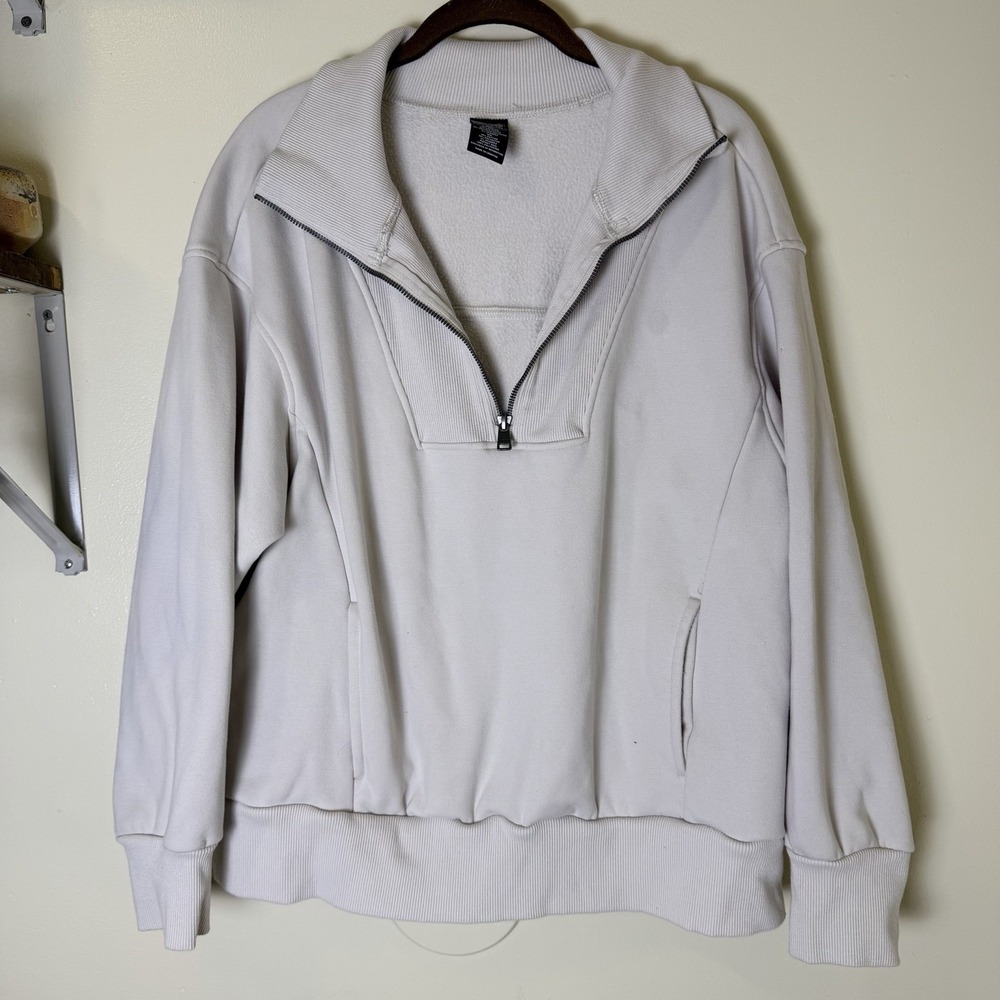 Avia Sweatshirt Cream White 1/4 Zip Pullover Size XL Long Sleeve Active Wear